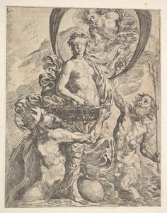 A Jupiter, a Plútó és a Neptunusz felajánlja gazdagságát a szerencsének, 1624. alkotó: Pierre Brebiette