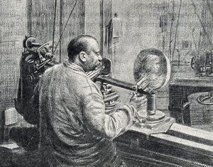 Érmes egyfajta áramszedő marógépet használva Gravírozás a Pierre Calmette magángyűjtemény „Excursion a travers les metiers” című könyvéből