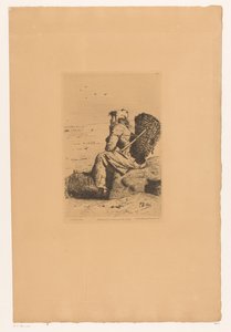 Rustende vissersvrouw aan de kust Halásznő Veules-en-Caux-ban (cím a tárgyon) alkotó: Pierre Celestin Billet