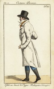 Fiatal dandy lovaskabátban, hattyús mellényben