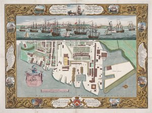 Plymouth közelében az Ordinance Wharfe-val... alkotó: Pierre Charles Canot