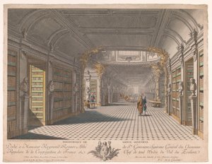 A párizsi Sainte-Geneviève apátság könyvtára Bibliotheque de Sainte Genevieve (cím a tárgyon) alkotó: Pierre Claude Delagardette