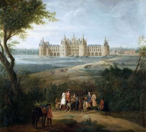 Kilátás a Chambord kastélyra, a parkból