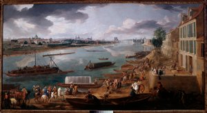 Párizs látképe, a Quai de la Rapee-ról 1716-ban Pierre Denis Martin (1663-1742) festménye 1716 V. 1,7x3,15 m Párizs, Musee Carnavalet