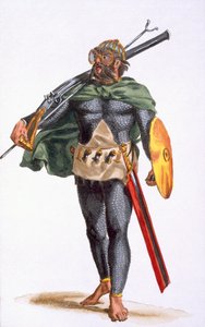A Zöld-foki szigetek harcosa, az "Utazások története"-ből, 1780 (kézzel színezett metszet) alkotó: Pierre Duflos