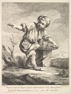 Előlap kosarat tartó kisfiúval, Premier Livre de Figures daprès les po..., 1757.