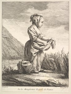 Kislány edénnyel a lábánál, Premier Livre de Figures daprès les porcelain..., 1757-ből.