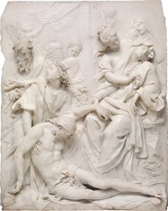 Szűz Mária elájul Krisztus holtteste fölött a kereszt lábánál, 1710. alkotó: Pierre Etienne Monnot