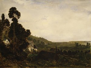 Egy régi kápolna egy völgyben, kb. 1835. alkotó: Pierre Etienne Theodore Rousseau