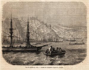 Quebec képe, Grandsire rajza az 1854-1855-ös észak-amerikai utazások illusztrálására, L. Deville. Metszet „” Le tour du monde”” 1861. Selva gyűjteményében.