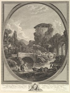 Táj híddal és galambodúval, 18. század. alkotó: Pierre Francois Laurent