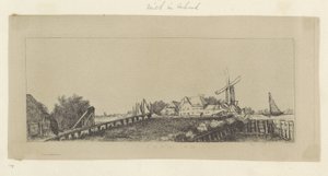 Táj egy fahíd és a malom Recueil de quatre-vingt-cinq estampes originales (sorozat címe) alkotó: Pierre François Basan (workshop of)