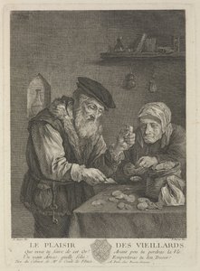 Öregkor örömei ifjabb David Teniers festménye után, XVIII. század közepe.