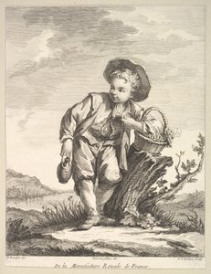Szőlőkosarat tartó kisfiú, a po... utáni második ábrakönyvből, 1757 után.