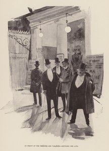 A Theatre des Varietes előtt, a felvonások között (metszet) alkotó: Pierre Georges Jeanniot