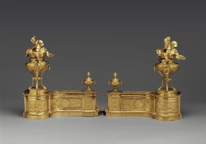 Andirons, 1770-80 körül (aranyozott bronz) alkotó: Pierre Gouthière