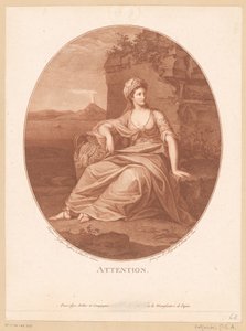 Antik női alak vulkáni tájon Figyelem. (cím a tárgyon) alkotó: Pierre Guillaume Alexandre Beljambe