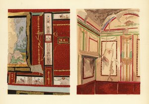 Tullius Faustus háza a Strada della Fortunán (balra) és Popidius Priscus háza (jobbra), Pompeii, Chambre d’une maison situe rue de la Fortune, IV. régió alkotó: Pierre Gusman