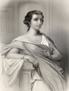 Mileti Aspasia (Kr.e. 470-410) illusztrációja Mary Cowden Clarke „Világnevű nők” című művéből, 1858 (metszet)