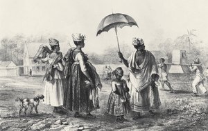 Rabszolgakereskedők gyerekekkel, a „Voyage a Surinam” című filmből, 1839 (litho) (f/w fotó) alkotó: Pierre J. (after) Benoit