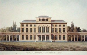 Szent András kastély a kertből, Pierre Jacques Goetghebuer „Válogatás a Holland Királyság legkiemelkedőbb műemlékeiből, épületeiből és házaiból”, J. F. Van Gurdegom metszete, 1827-ben megjelent (akvatinta)