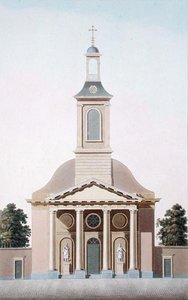 St. Willebrord templom Hágában, Pierre Jacques Goetghebuer „Válogatás a Holland Királyság legkiemelkedőbb műemlékeiből, épületeiből és házaiból”, A. Tellus metszete, 1827-ben megjelent (akvatinta)