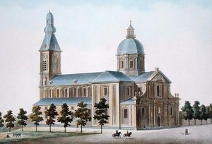 Genti Szent Pierre-templom, Pierre Jacques Goetghebuer „Válogatás a Holland Királyság legkiemelkedőbb műemlékeiből, épületeiből és házaiból”, 1827-ben (akvatinta) alkotó: Pierre Jacques Goetghebuer