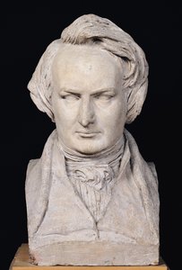 Victor Hugo (1802-85) 35 éves, 1837-es mellszobra (gipsz)