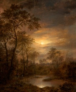 Holdfény jelenet (festmény a panelen) alkotó: Pierre Jean Hellemans