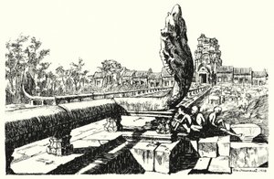 Az Angkor Vat parkjában a nyugati gopurák (metszet)