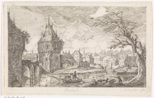 Kilátás a falura halászokkal alkotó: Pierre Joseph Jacques Tiberghien
