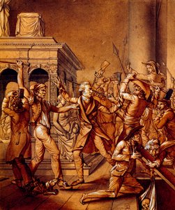 Alexandre Lenoir szembehelyezkedett a forradalmárokkal, amikor 1793-ban, a francia forradalom idején el akarták pusztítani XII. Lajos francia király sírját a Saint Denis királyi bazilikában. alkotó: Pierre Joseph Lafontaine