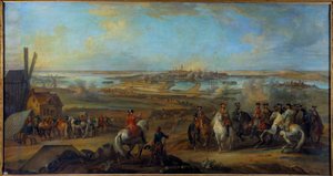 Flandriai hadjárat (1745-1747): „” XV. Lajos király (1710-1774) Mons székhelyén Hainautban 1746 júliusában”” Pierre Nicolas Lenfant (1704-1787) festménye 18. századi nap. 1,77x3,35 m