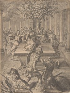 Trója-Pyrrhus zsákmánya, amely megölte Priamoszát, 1654 előtt. alkotó: Pierre Lombart