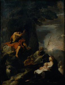 Keresztelő Szent János prédikál a pusztában (olaj, vászon) alkotó: Pierre Louis Cretey or Cretet