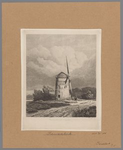 Kilátás a Steenenmolenre vagy Rembrandt szélmalmára Koudekerk aan den Rijnben Rembrandt szélmalma Koukerkben (cím a tárgyon)