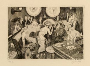 A bár a Le Boeuf-ban a tetőn alkotó: Pierre Louis Gatier