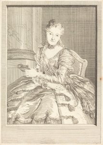Mrs. de M ... báli ruhában alkotó: Pierre Louis de Surugue after Charles Antoine Coypel