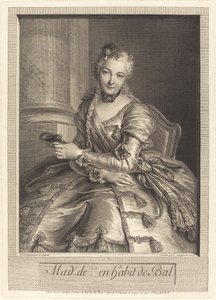 Mrs. de M ... báli ruhában alkotó: Pierre Louis de Surugue after Charles Antoine Coypel