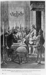 1747-ben a Társaknak azt mondják, hogy a tettes Charles-Edward Stuart (1720-1788) megalapította a Rózsakereszt káptalanját Arrasban, Leo Taxil (bw p) „A szabadkőművesség” című művéből.