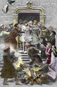 Szocinizmus és kislengyel templom: a krakkóiak a köztéren elégetik Faustus Socinus (Faust Socin vagy Fausto Sozzini) (1539-1604) műveit, kötelezve őt, hogy részt vegyen az 1598-as autodafén (Szocinizmus és lengyel testvérek: a város felgyújtása).