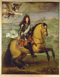 XIV. Lajos lóháton, győzelemmel megkoronázva ... (festmény, vászon) alkotó: Pierre Mignard