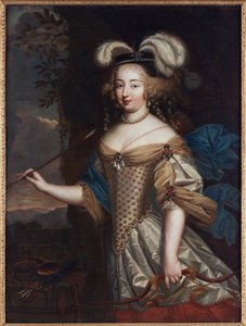 Madame de Montespan – Francoise Athenais de Rochechouart, de Montespan márkine (1640-1707), Dianaként, Mignard, Pierre (1612-1695). Olajfestmény. Mérete: 130x95,5 cm. Magángyűjtemény