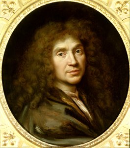 Moliere (1622-1673) Jean Baptiste Poquelin portréja. Olajfestmény. Mérete: 0,55 x 0,48. Pierre Mignard (1612-1695) festménye 1658 körül. Chantilly. Conde Múzeum. - Moliere (1622-1673) Jean Baptiste Poquelin portréja. Olajfestmény. 0,55x0,48. Painti