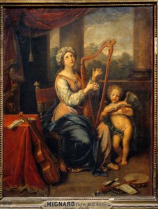 Szent Cecile az Urat dicséri A szent hárfán játszik, hangszerek veszik körül. Pierre Mignard (1612-1695) festménye 1691 V. 0,74x0,56 m Párizs, Musee du Louvre alkotó: Pierre Mignard