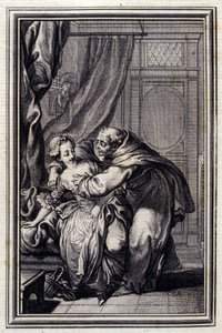 Hogyan jön a szellem a lányokhoz. in: Jean La Fontaine "Tales et nouvelles en verse". 1776. Illusztráció: P.P. Choffard.