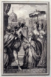 Les Oies du Pere Philippe - Jean La Fontaine "Tales et nouvelles en vers" című művében. 1776. Illusztráció: P.P. Choffard. alkotó: Pierre Philippe Choffard
