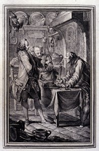 Angolna tészta. Jean La Fontaine „” Mesék és novellák versben” című könyvében. 1776. Illusztráció: P. P. Choffard. alkotó: Pierre Philippe Choffard