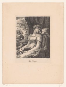 Ülő nő könyvvel és fehér madárral Une előadás (cím a tárgyon) alkotó: Pierre Prud