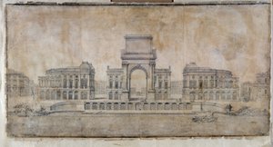 Építészet: „Place Royale projekt Marseille számára, perspektíva a városra nézve” 1686 (rajz) alkotó: Pierre Puget